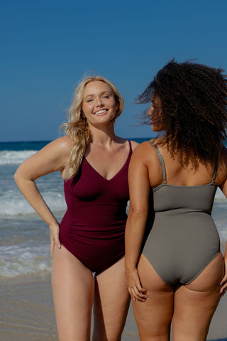 Coolum Core Support One Piece Swim - Dark Cherry Texture