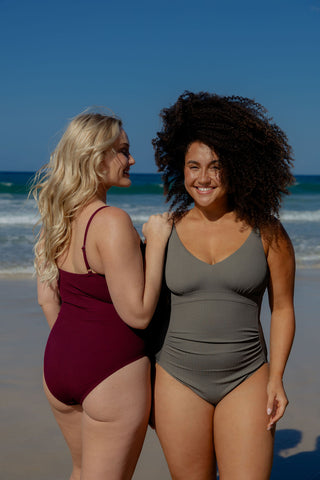 Coolum Core Support One Piece Swim - Dark Cherry Texture