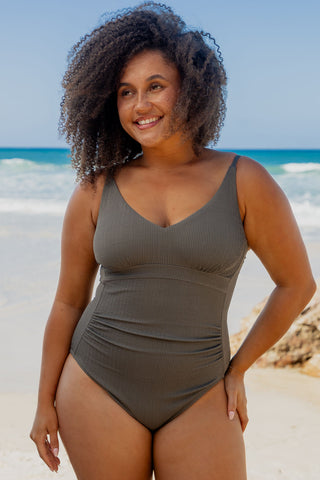 Coolum Core Support One Piece Swim - Khaki Texture