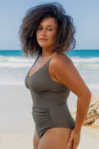 Coolum Core Support One Piece Swim - Khaki Texture