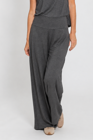 Bamboo Palazzo Pant - Dark Grey Marle - Active Truth - Image 1