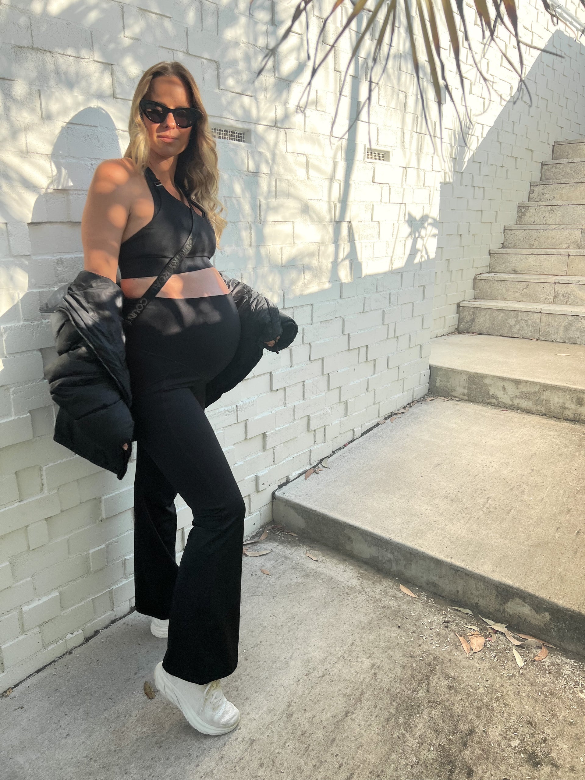 Pregnancy Pocket Full Length Flare Tight - Black