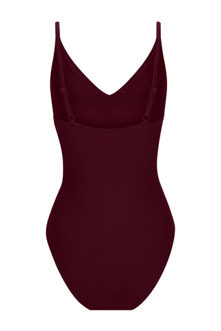 Long Torso Coolum Core Support One Piece Swim - Dark Cherry Texture