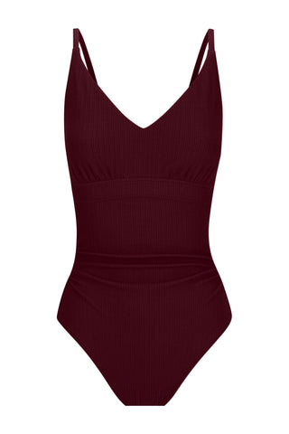 Long Torso Coolum Core Support One Piece Swim - Dark Cherry Texture