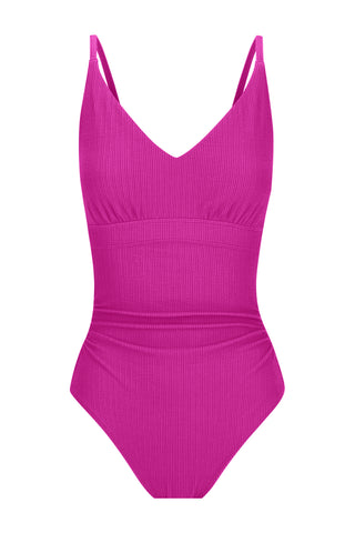 Long Torso Coolum Core Support One Piece Swim - Hot Pink Texture