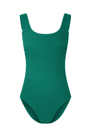 Sorrento Core Support One Piece Swim in Emerald Texture, flat lay front view
