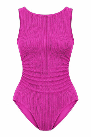 Coogee Core Support One Piece Swim in Hot Pink Texture, flat lay front view