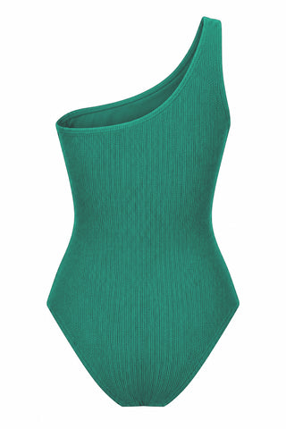 Esperance Core Support One Piece Swim in Emerald Texture, flat lay back view