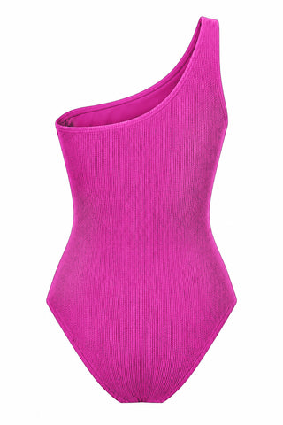 Esperance Core Support One Piece Swim in Hot Pink Texture, flat lay back view