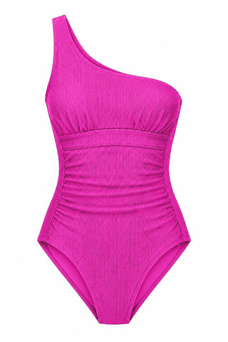 Esperance Core Support One Piece Swim in Hot Pink Texture, flat lay front view