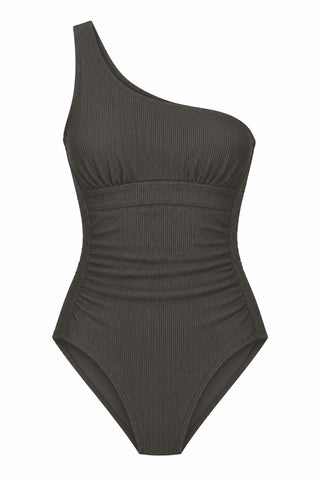 Esperance Core Support One Piece Swim in Khaki Texture, flat lay front view