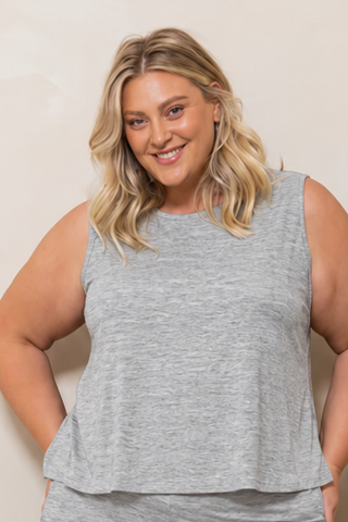 Bamboo Boat Neck Tank - Grey Marle