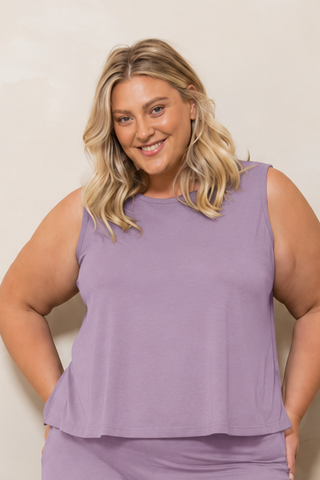Bamboo Boat Neck Tank - Purple Haze