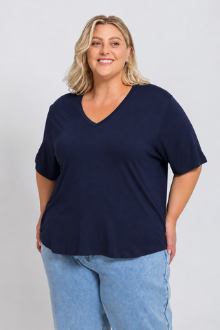 Bamboo V-Neck T-Shirt - Navy