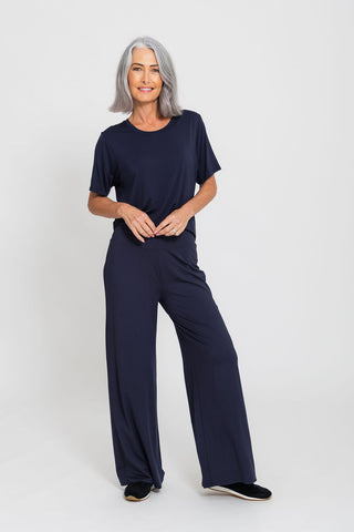 Bamboo Palazzo Pant - Navy