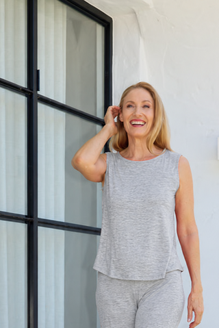 Bamboo Boat Neck Tank - Grey Marle