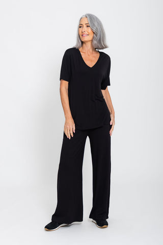 Bamboo Palazzo Pant - Black