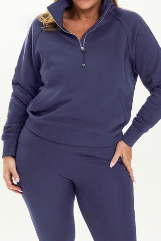 Rec Organic Fleece Half Zip Jumper - Dusk