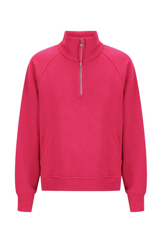 Rec Organic Fleece Half Zip Jumper - Raspberry