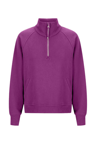 Rec Organic Fleece Half Zip Jumper - Violet
