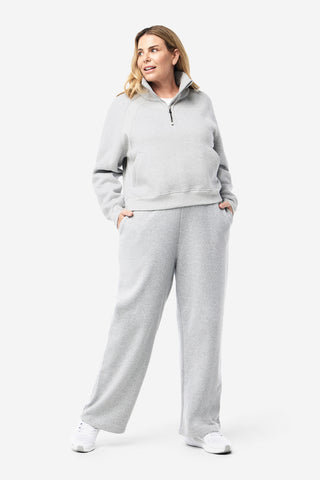 Rec Organic Fleece Half Zip Jumper - Grey Marle