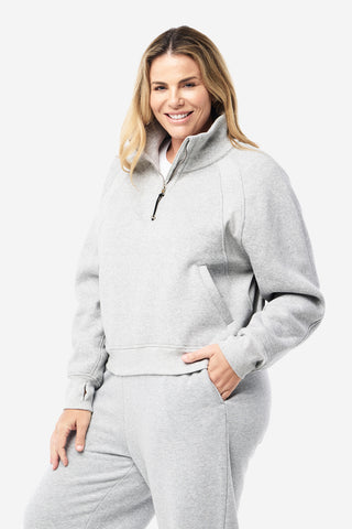 Rec Organic Fleece Half Zip Jumper - Grey Marle