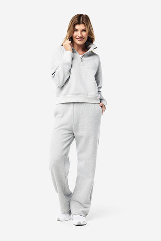 Rec Organic Fleece Half Zip Jumper - Grey Marle