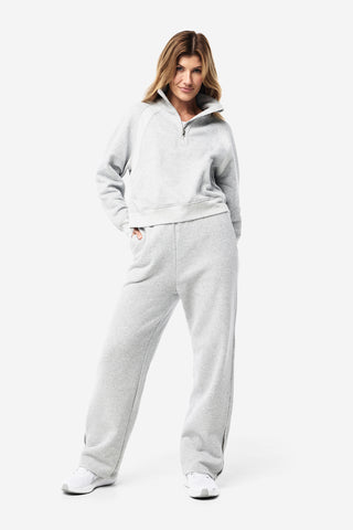 Rec Organic Fleece Half Zip Jumper - Grey Marle