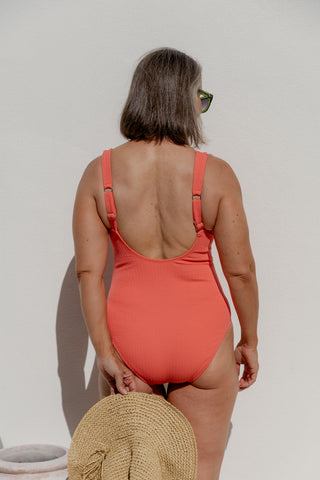 Sorrento Core Support One Piece Swim - Sunset Coral Texture