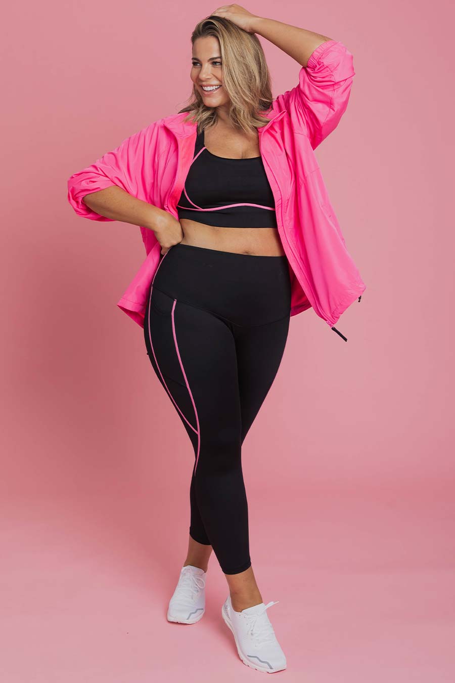 Active Pocket 7/8 Length Tight - Black/Pink