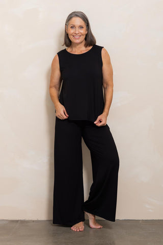 Bamboo Boat Neck Tank - Black