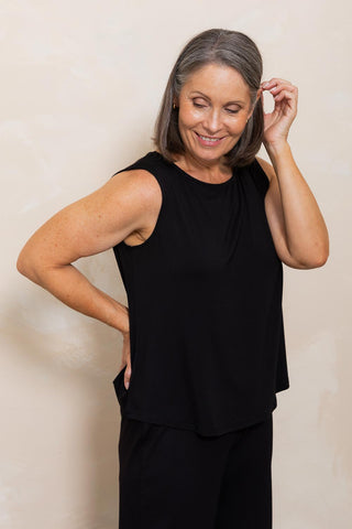 Bamboo Boat Neck Tank - Black - Active Truth - Image 9
