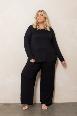 Bamboo Long Sleeve with Back Tie - Black