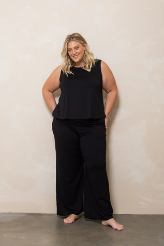 Bamboo Palazzo Pant - Black