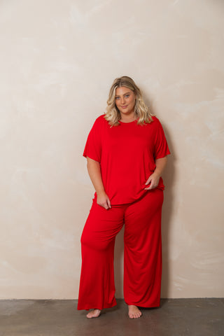 Bamboo Palazzo Pant - Red