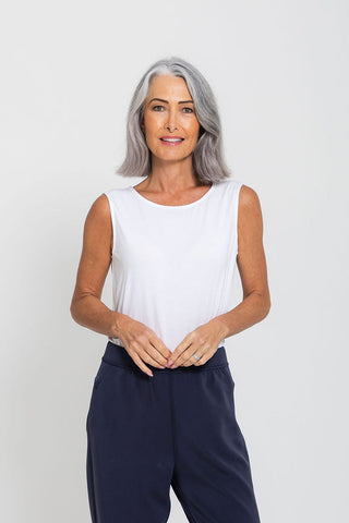 Bamboo Boat Neck Tank - White - Active Truth - Image 4