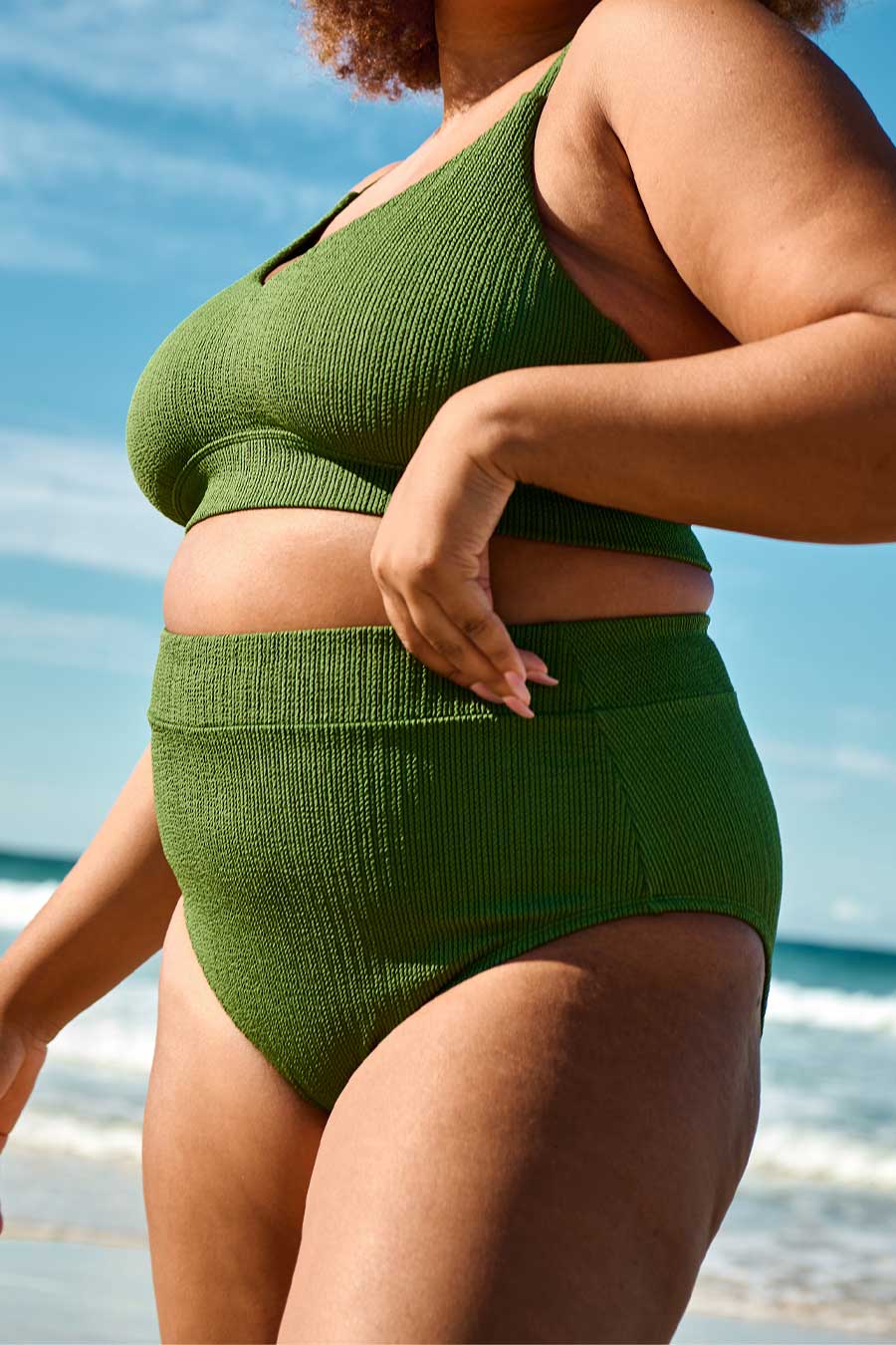 Byron Khaki High-Waisted Bikini Bottoms Size 8-26 Active Truth™