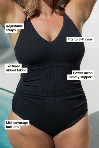Coolum Core Support One Piece Swim - Black Texture