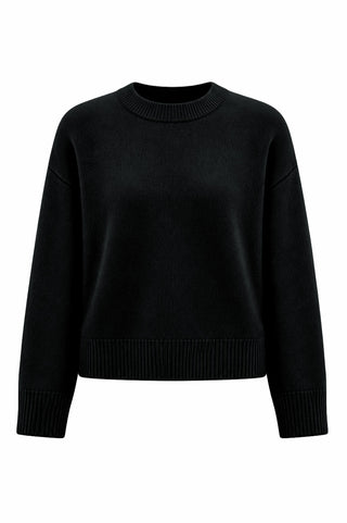 Wool Crew Neck Knit - Black