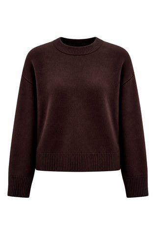 Wool Crew Neck Knit - Espresso