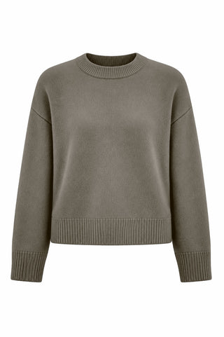 Wool Crew Neck Knit - Khaki
