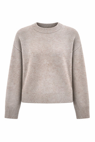 Wool Crew Neck Knit - Oatmeal Marle