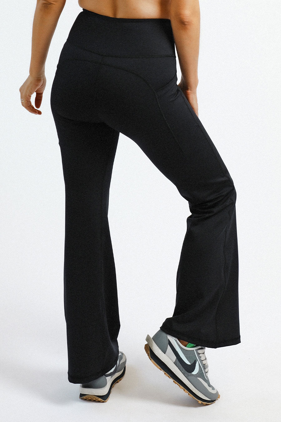 Petite Pocket Flare Full Length Tight - Black