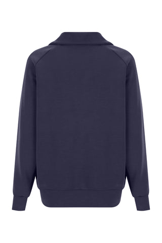 Softluxe Half Zip Jumper in Navy, back flat lay on white background.