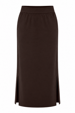 Softluxe Skirt in Espresso, front flat lay on white background.