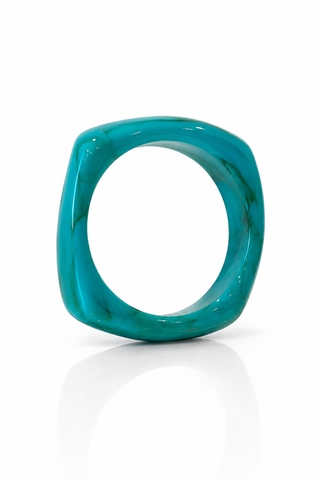 Narrow Resin Bangle in Aqua, product shot on white background.