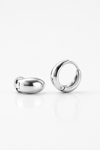 Stainless Steel Small Hoop Earring - Silver