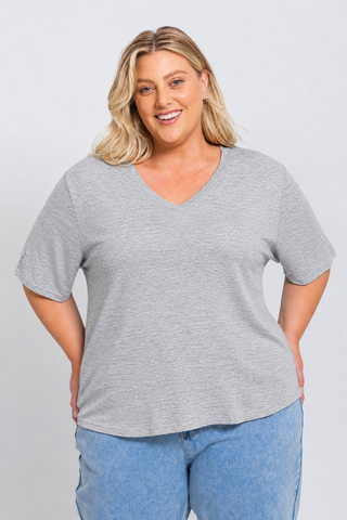 Bamboo V-Neck T-Shirt - Grey Marle