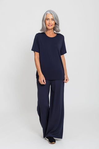 Bamboo Palazzo Pant - Navy
