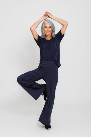 Bamboo Palazzo Pant - Navy